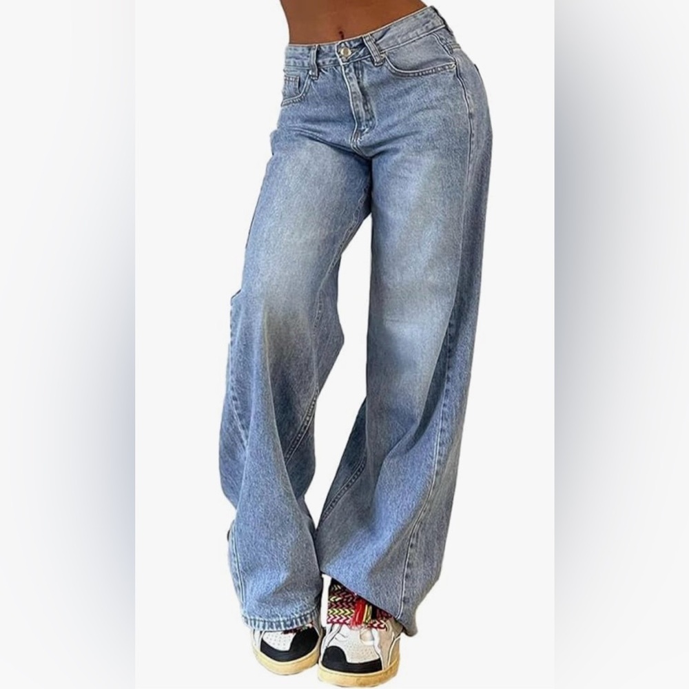 EMMIOL Baggy Y2K Mid-High Waist Wide Leg Boyfriend Jeans Size 10 New with Tags